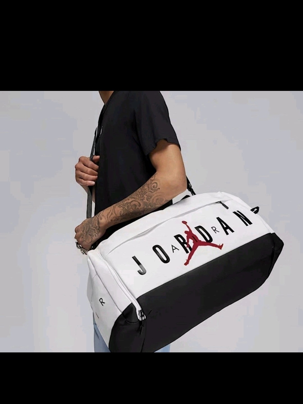 Air Jordan VELOCITY Gym Travel Duffle Bag, White Black White Red